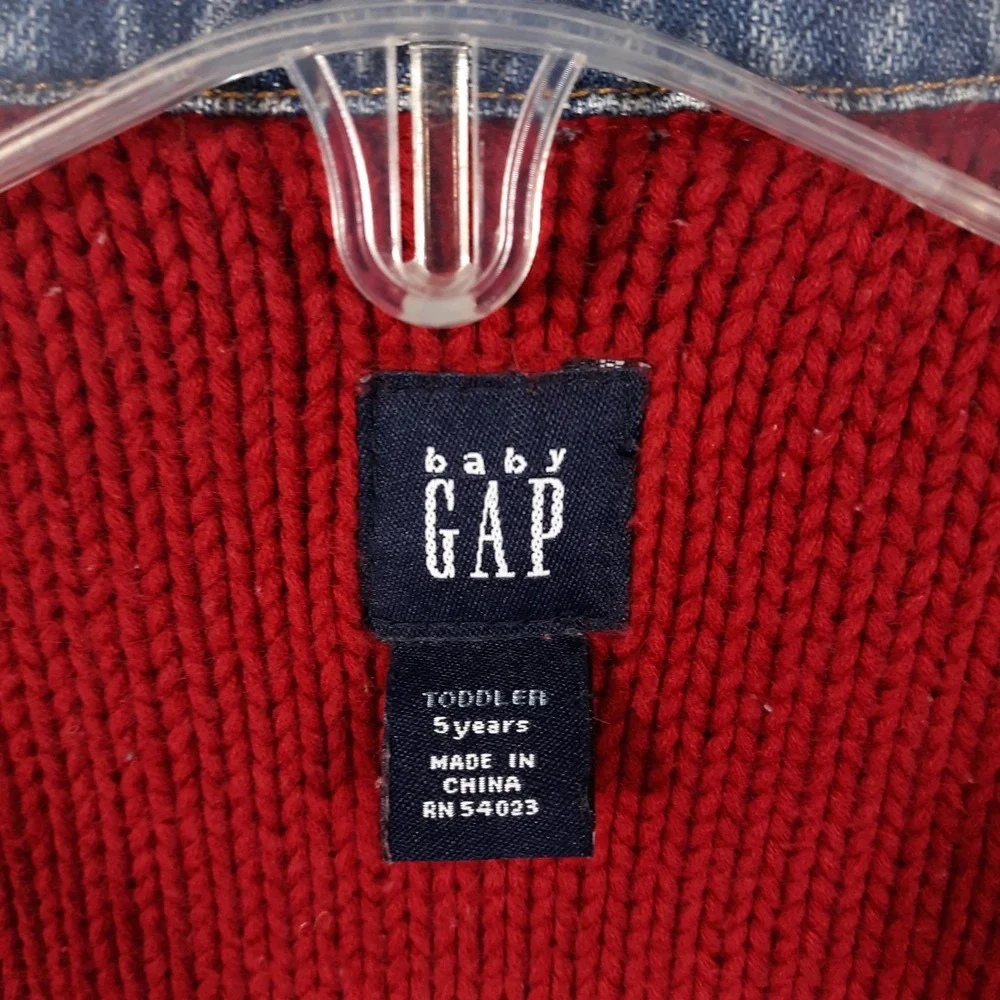 GAP Denim Jacket Snowflake Knitted‎ Liner Kids Size Toddler 5 Years Blue